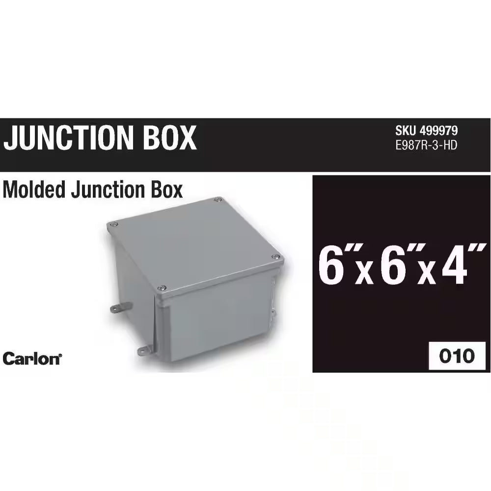 6 In. X 6 In. X 4 In. Gray PVC Junction Box