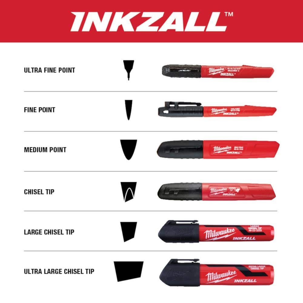 INKZALL Black Fine Point Jobsite Permanent Marker (12-Pack)